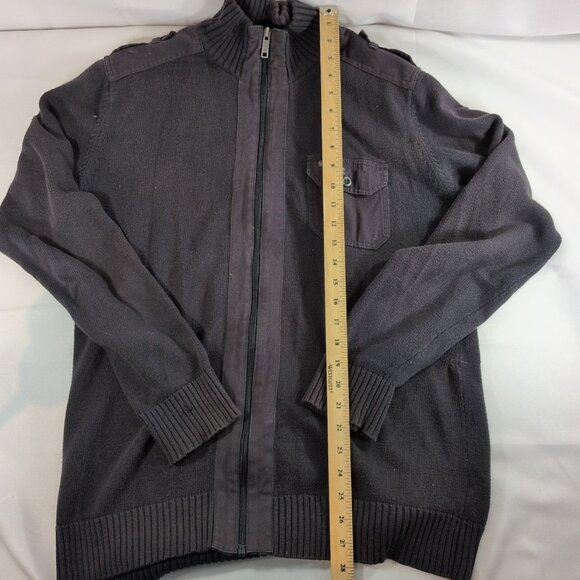 Angelo Litrico Men's L Large Sweater Full Zip Collared Gray 100% Cotton Knit - Picture 3 of 15